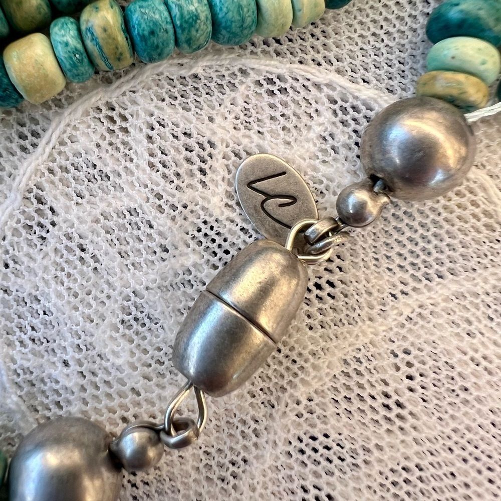 Vintage Liz Clairborne Turquoise Heshi Multi-strand Beaded Necklace 44.5” - Picture 3 of 9